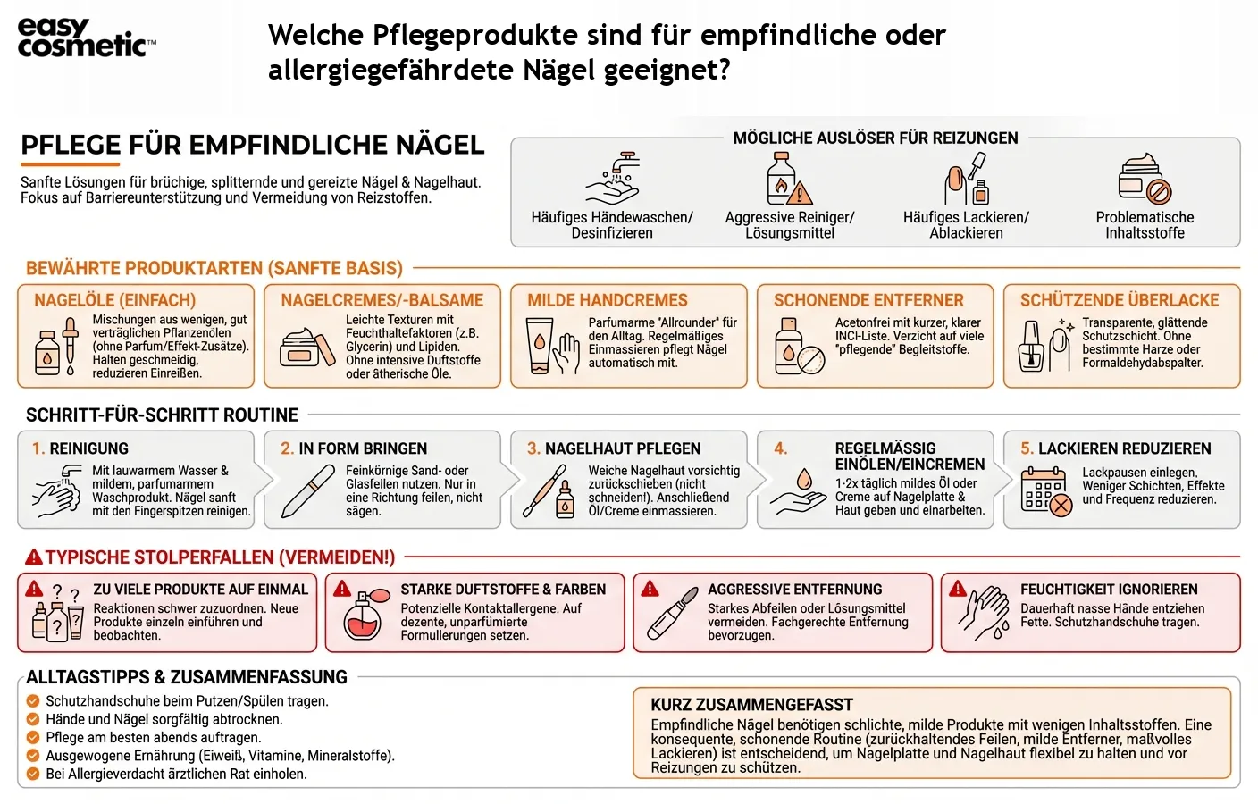 Welche Pflegeprodukte sind für empfindliche oder allergiegefährdete Nägel geeignet?
