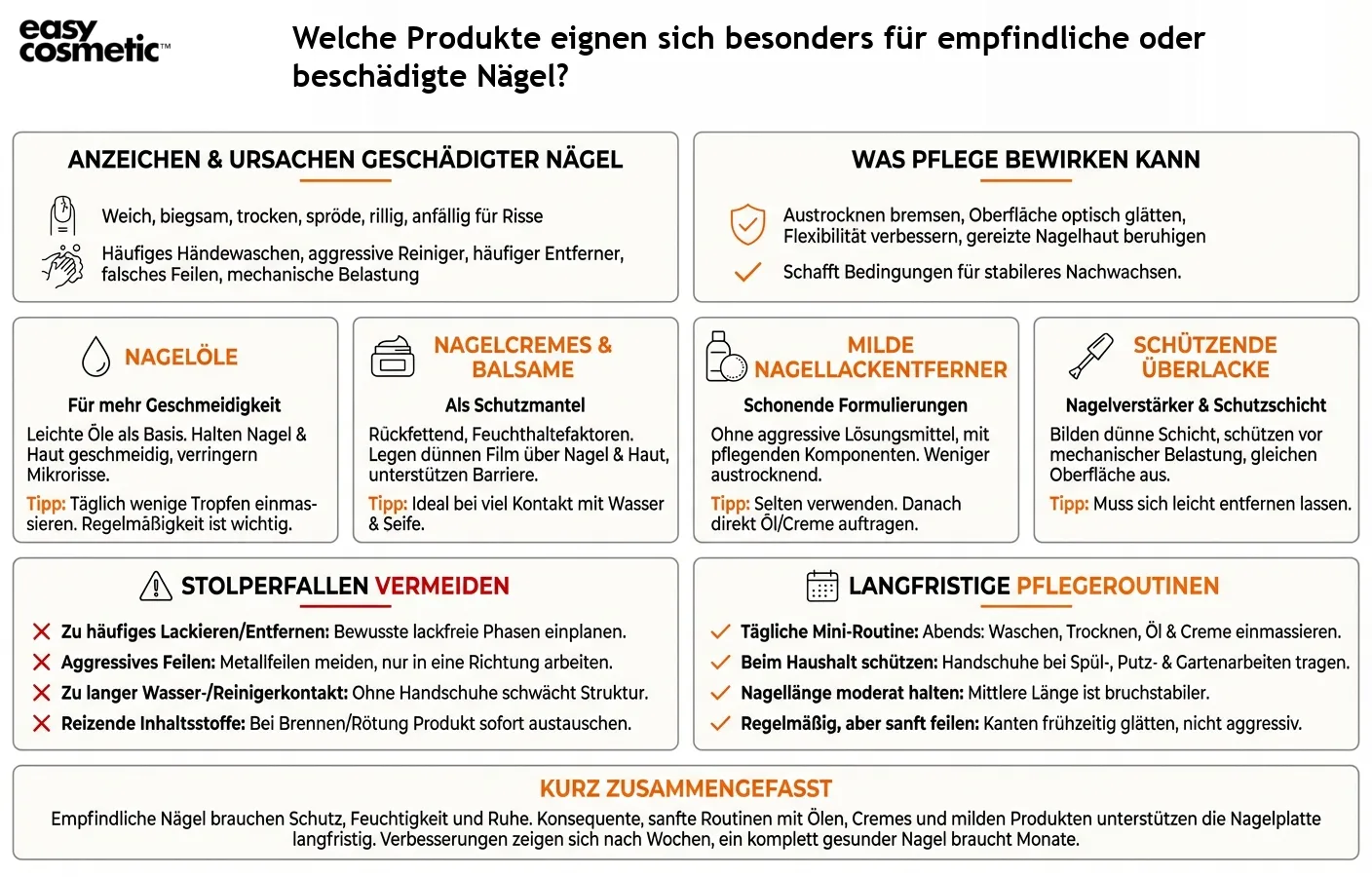 Welche Produkte eignen sich besonders für empfindliche oder beschädigte Nägel?