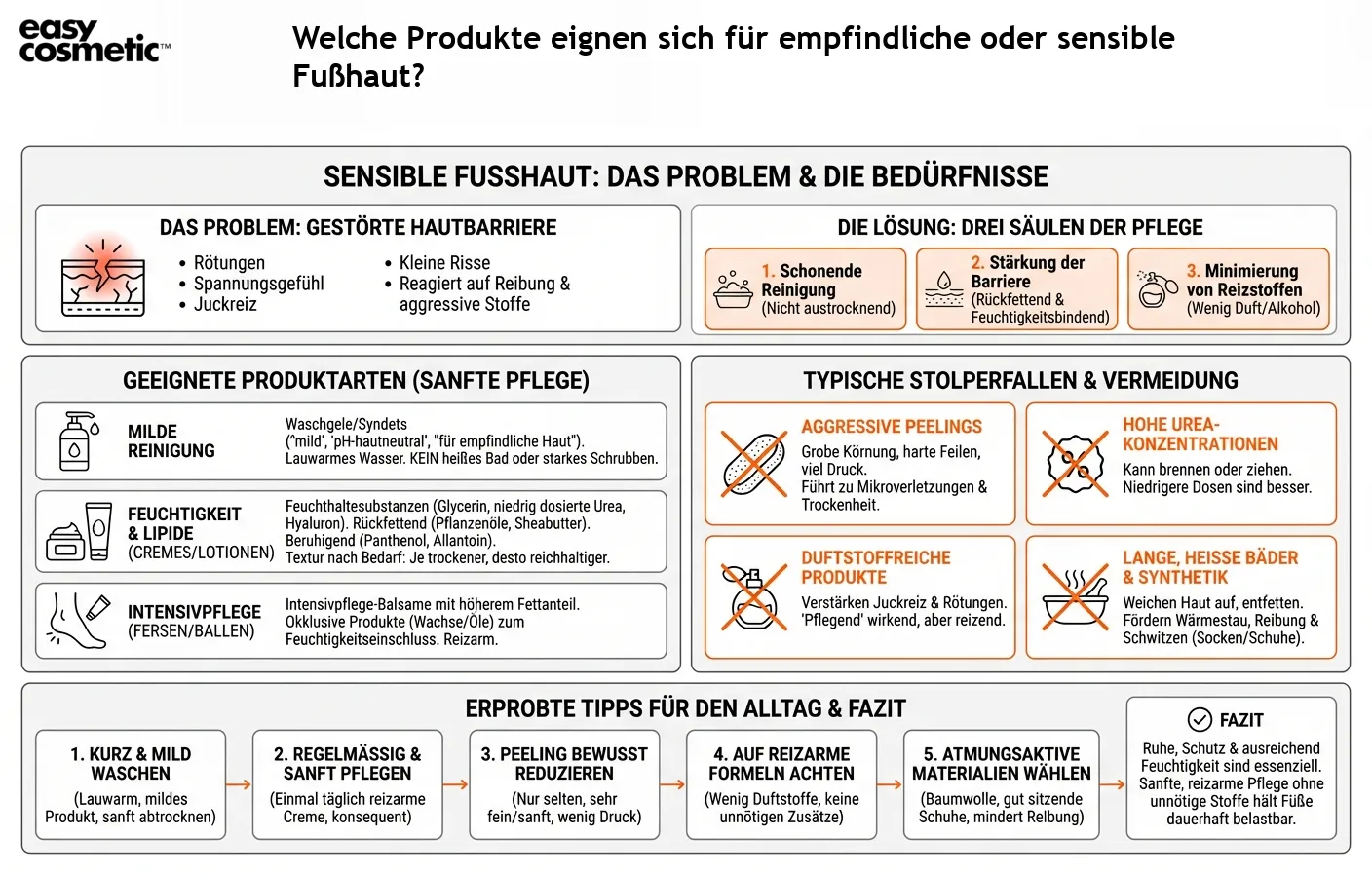 Welche Produkte eignen sich für empfindliche oder sensible Fußhaut?