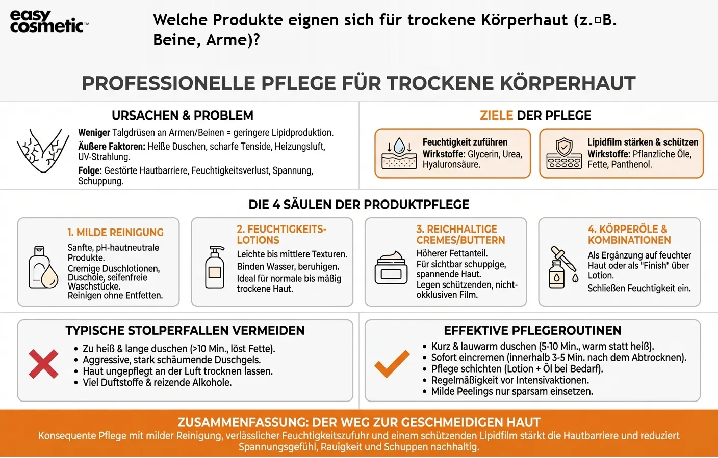 Welche Produkte eignen sich für trockene Körperhaut (z. B. Beine, Arme)?