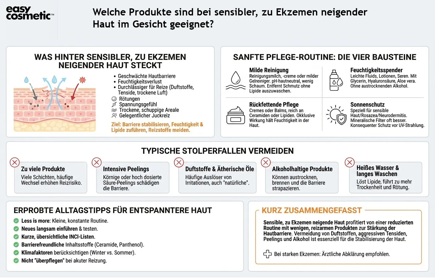 Welche Produkte sind bei sensibler, zu Ekzemen neigender Haut im Gesicht geeignet?