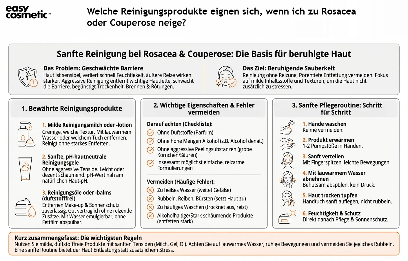 Welche Reinigungsprodukte eignen sich, wenn ich zu Rosacea oder Couperose neige?