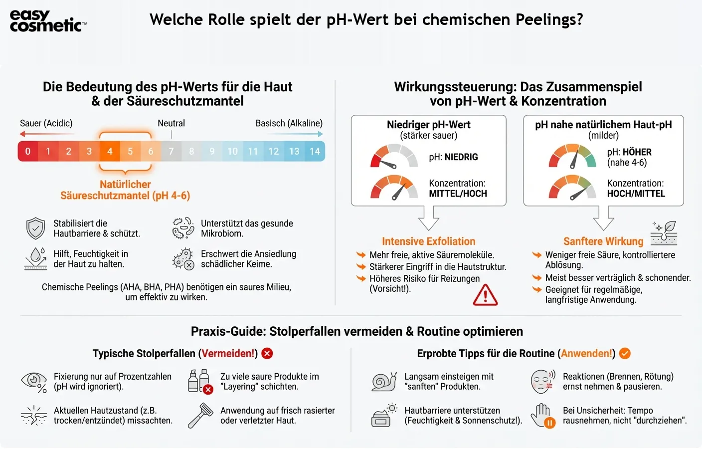 Welche Rolle spielt der pH-Wert bei chemischen Peelings?