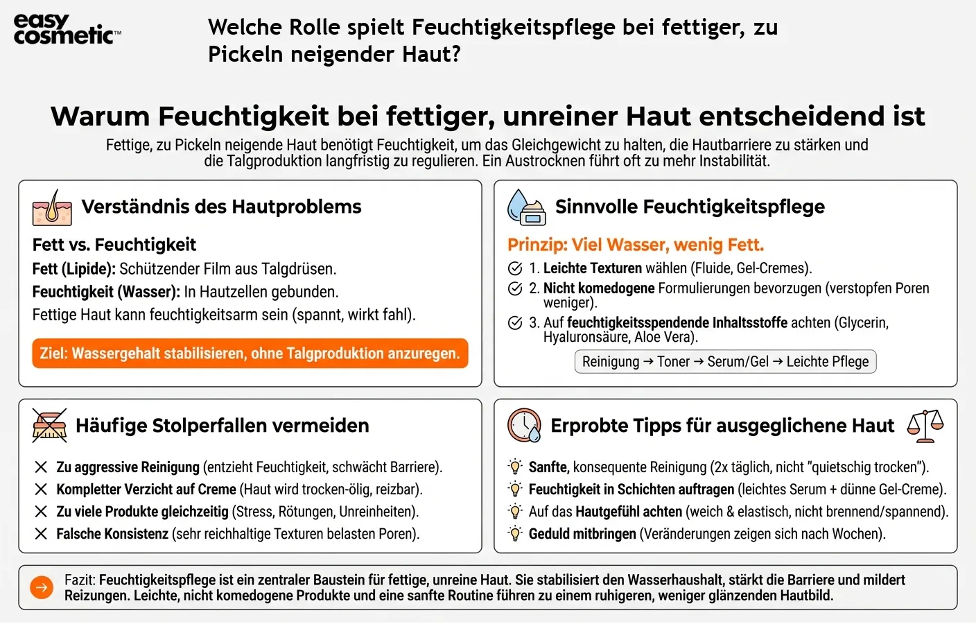 Welche Rolle spielt Feuchtigkeitspflege bei fettiger, zu Pickeln neigender Haut?