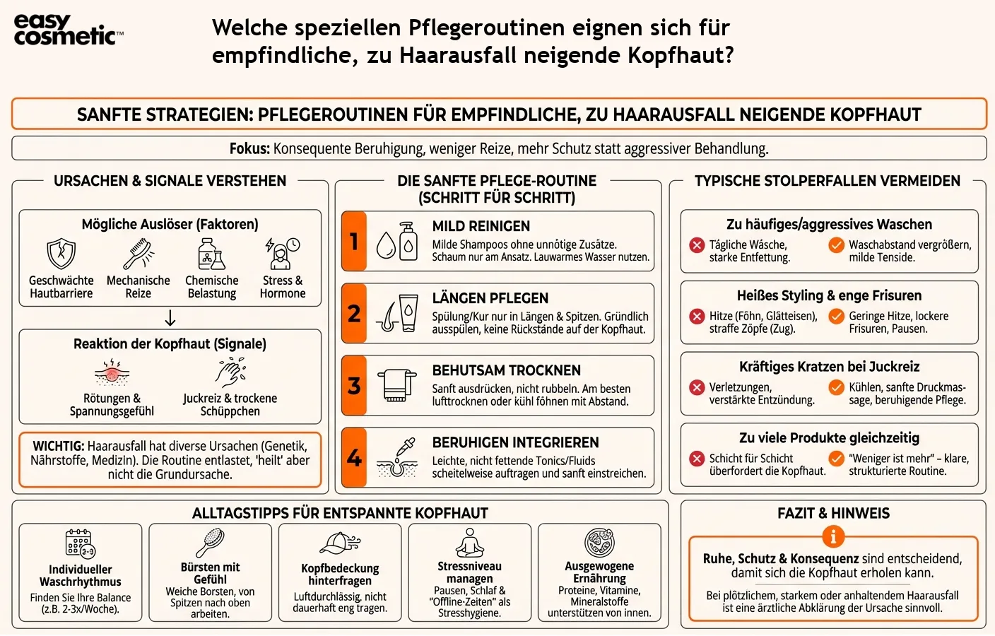 Welche speziellen Pflegeroutinen eignen sich für empfindliche, zu Haarausfall neigende Kopfhaut?