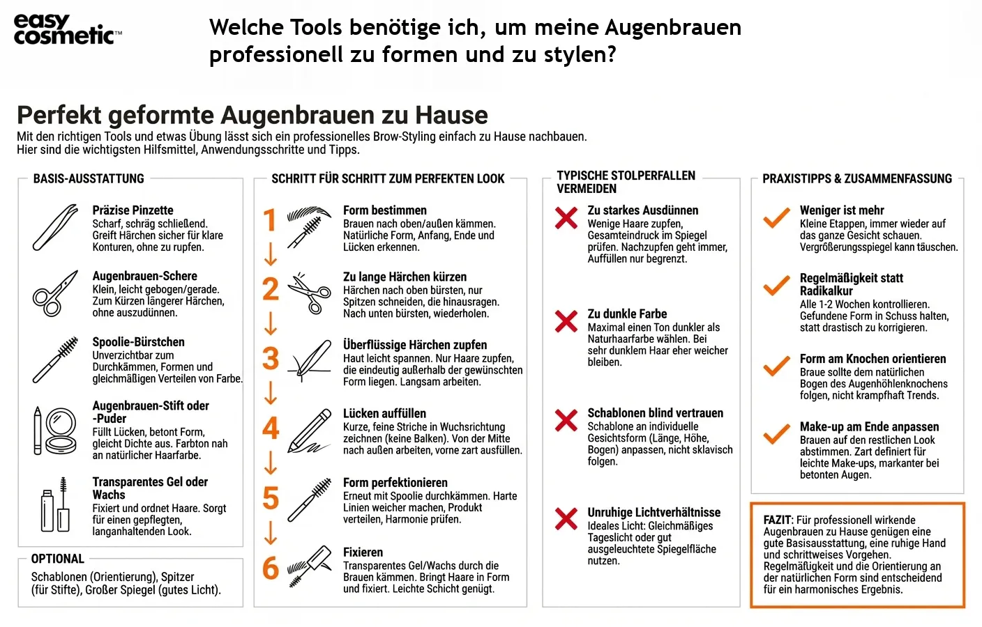 Welche Tools benötige ich, um meine Augenbrauen professionell zu formen und zu stylen?