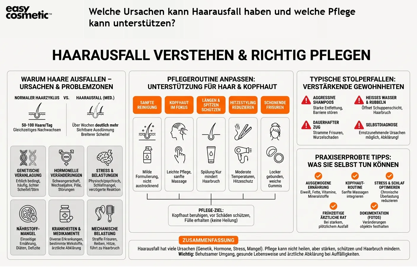 Welche Ursachen kann Haarausfall haben und welche Pflege kann unterstützen?