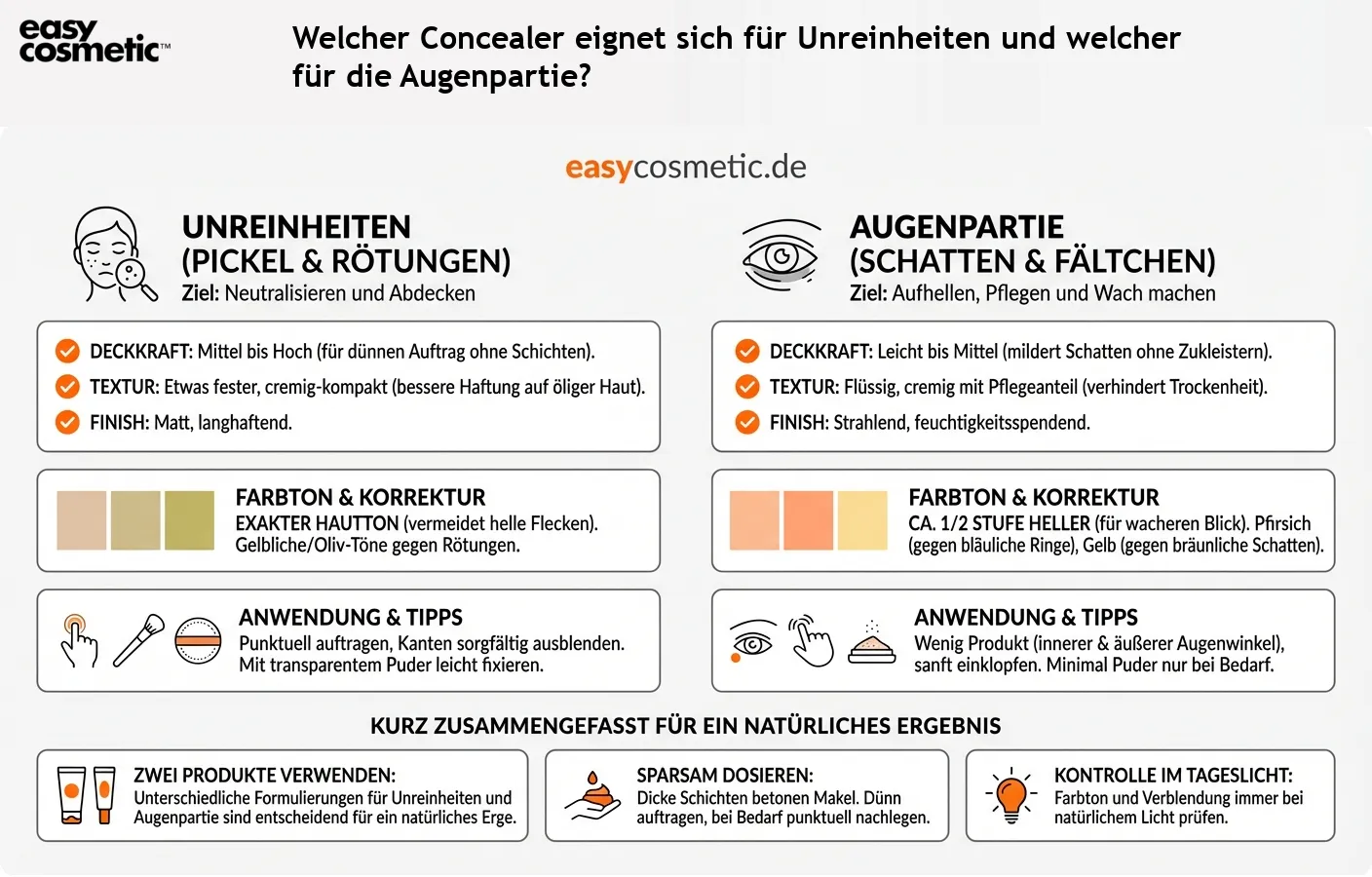 Welcher Concealer eignet sich für Unreinheiten und welcher für die Augenpartie?