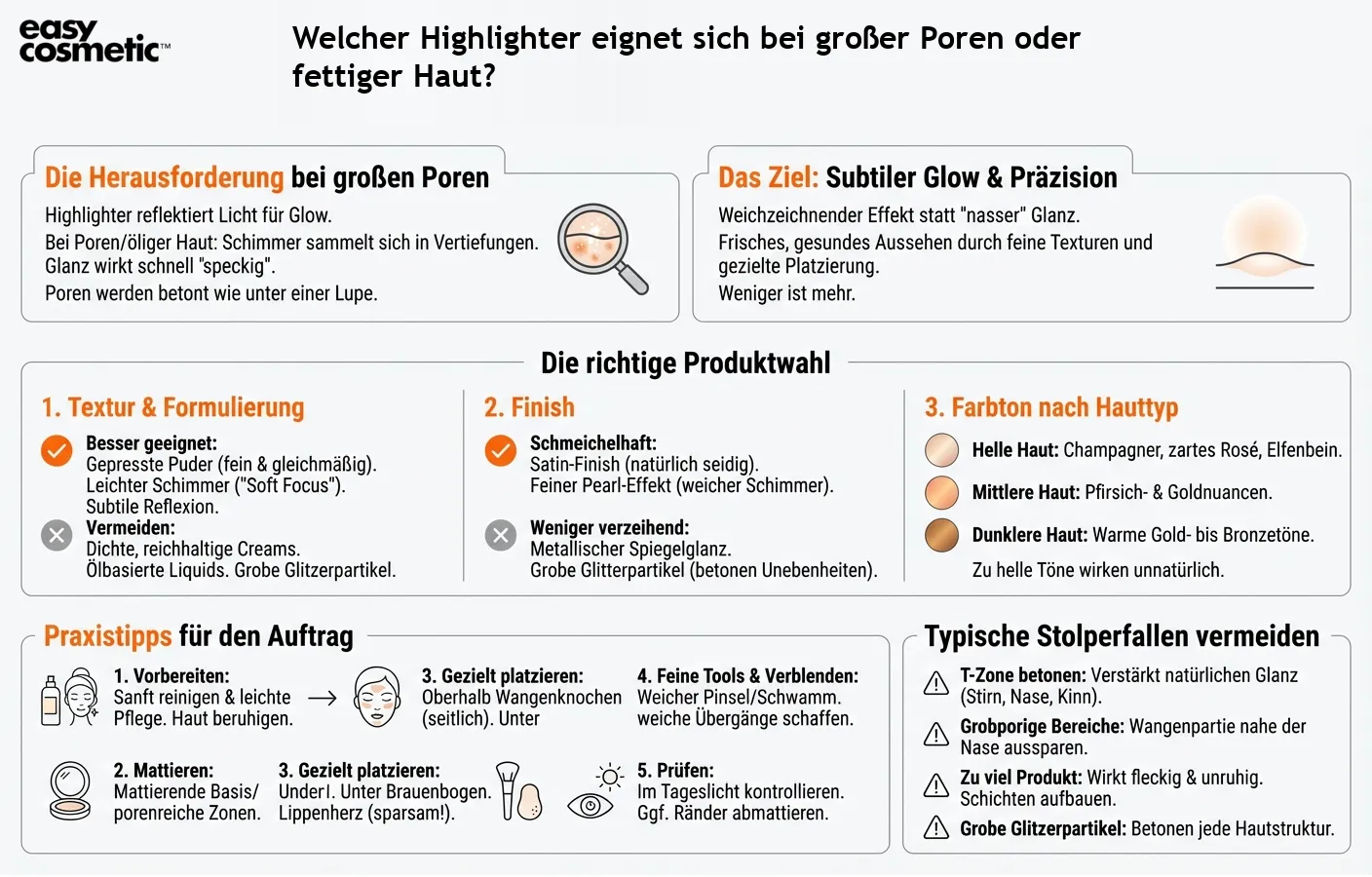 Welcher Highlighter eignet sich bei großer Poren oder fettiger Haut?