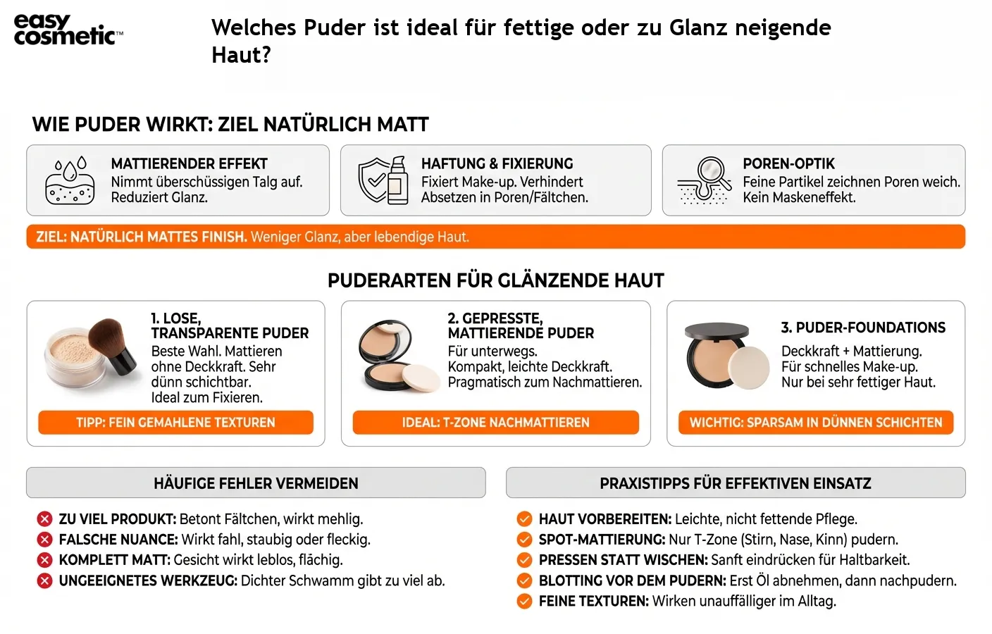 Welches Puder ist ideal für fettige oder zu Glanz neigende Haut?