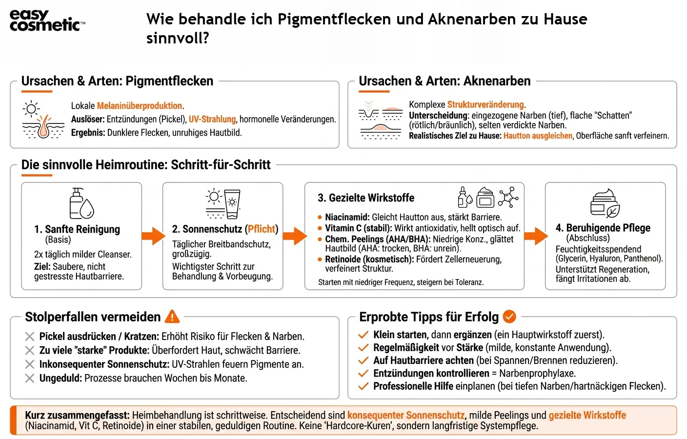 Wie behandle ich Pigmentflecken und Aknenarben zu Hause sinnvoll?
