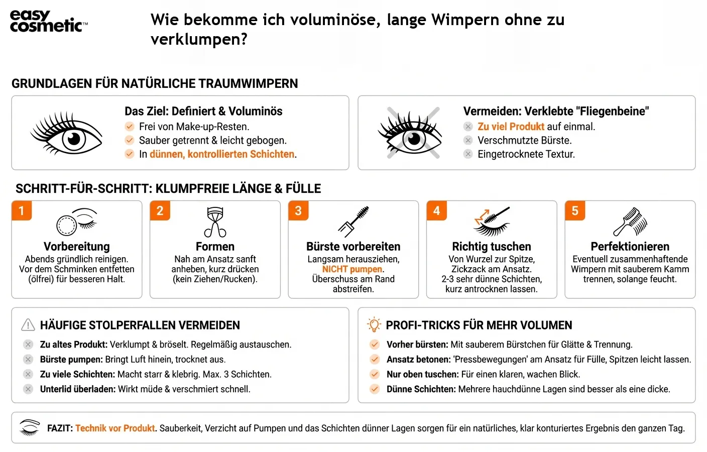 Wie bekomme ich voluminöse, lange Wimpern ohne zu verklumpen?