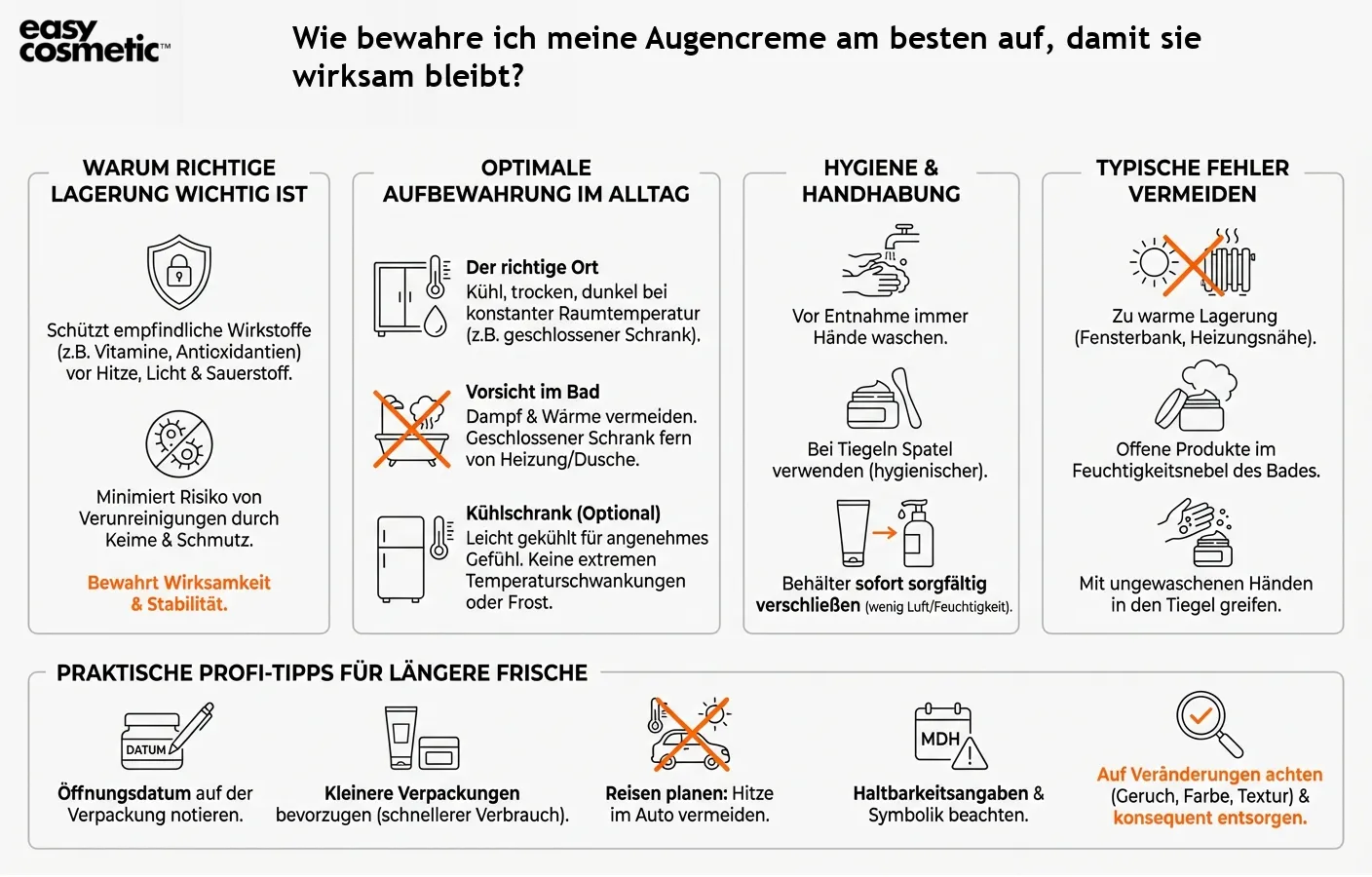 Wie bewahre ich meine Augencreme am besten auf, damit sie wirksam bleibt?