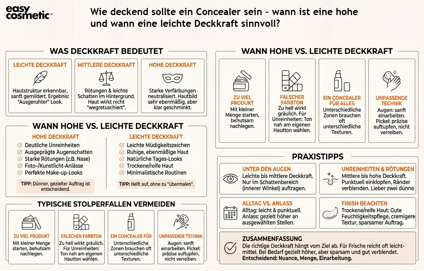 Wie deckend sollte ein Concealer sein – wann ist eine hohe und wann eine leichte Deckkraft sinnvoll?