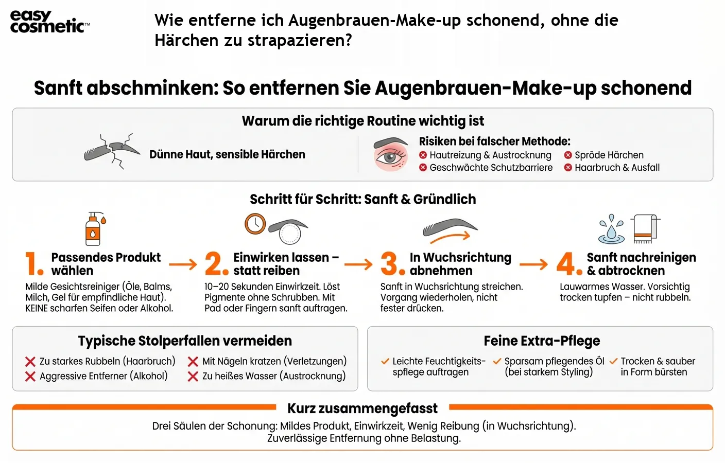 Wie entferne ich Augenbrauen-Make-up schonend, ohne die Härchen zu strapazieren?