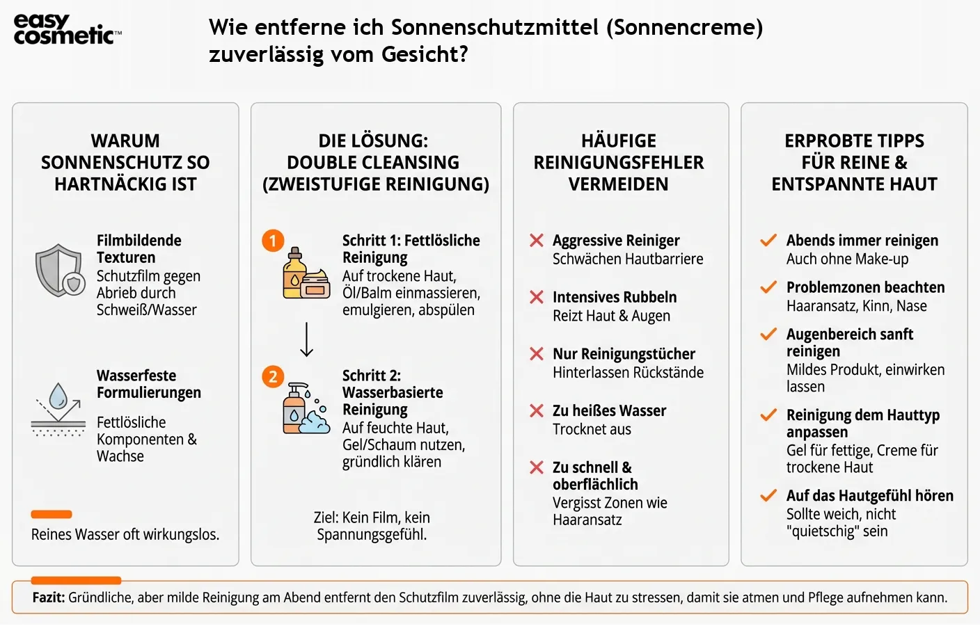 Wie entferne ich Sonnenschutzmittel (Sonnencreme) zuverlässig vom Gesicht?