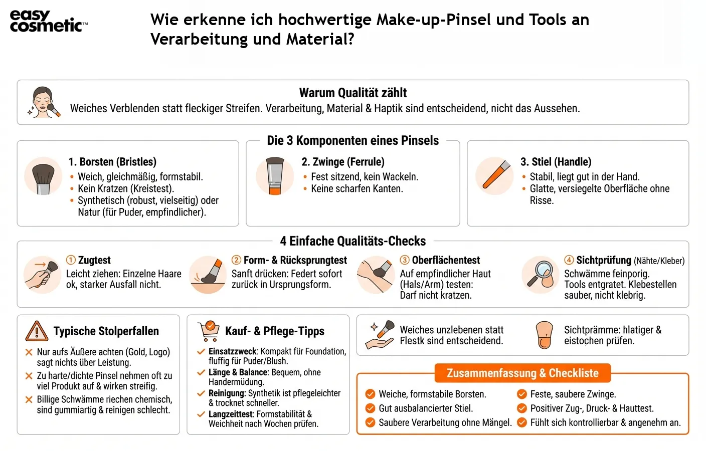 Wie erkenne ich hochwertige Make-up-Pinsel und Tools an Verarbeitung und Material?