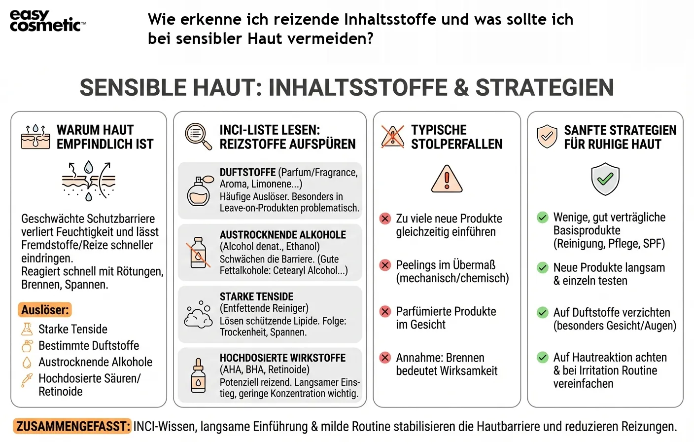 Wie erkenne ich reizende Inhaltsstoffe und was sollte ich bei sensibler Haut vermeiden?