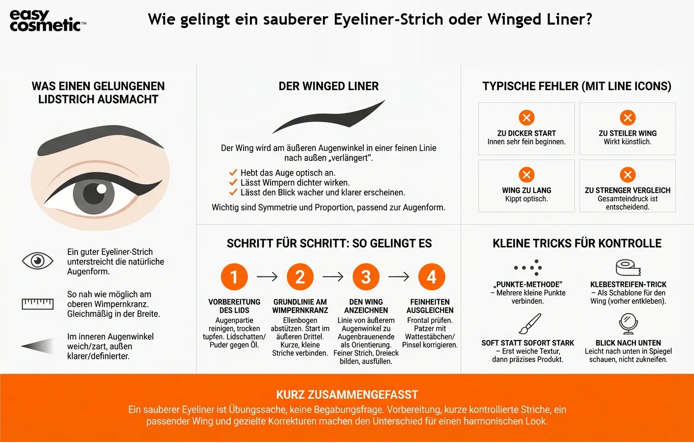 Wie gelingt ein sauberer Eyeliner-Strich oder Winged Liner?