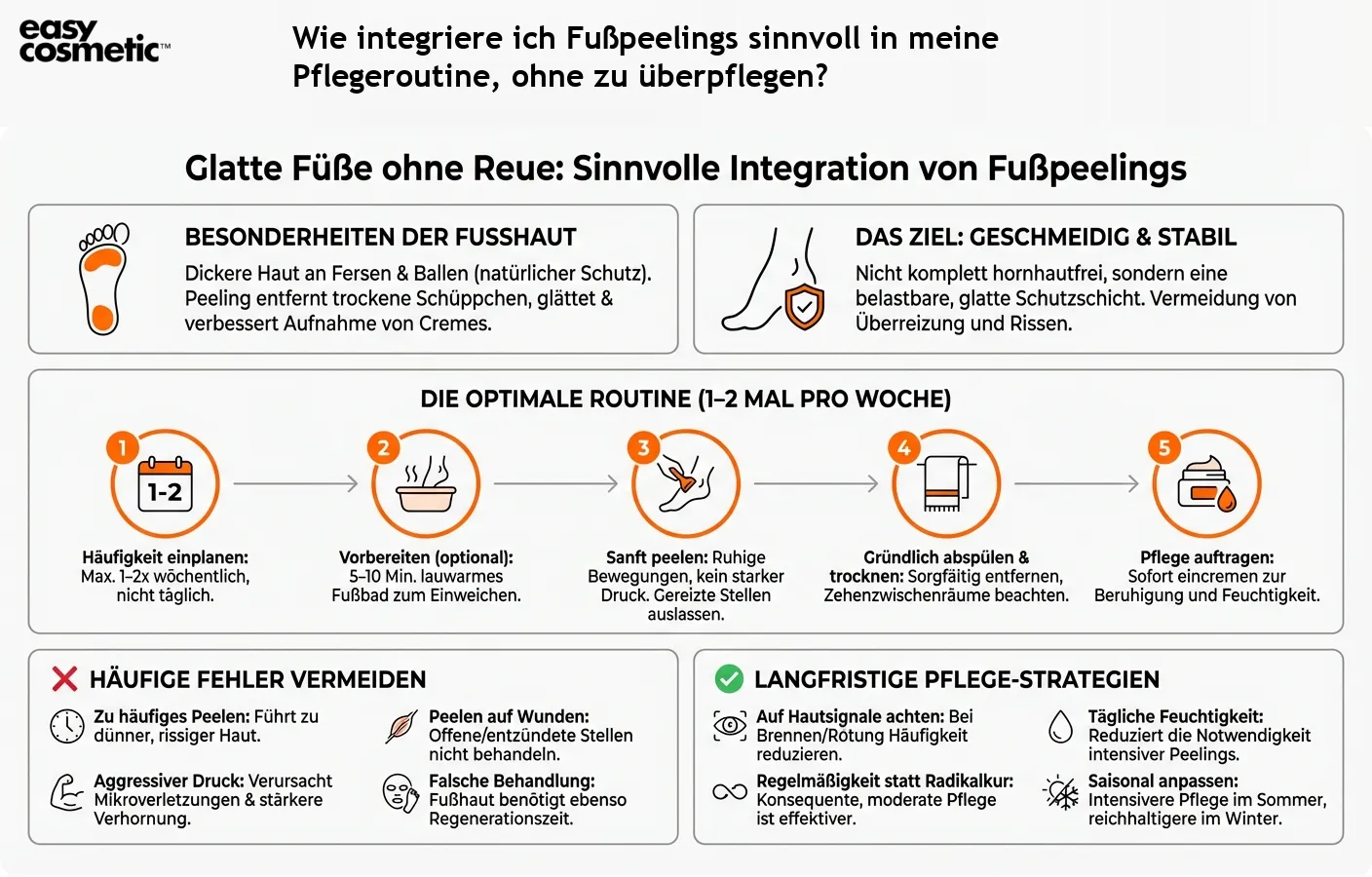 Wie integriere ich Fußpeelings sinnvoll in meine Pflegeroutine, ohne zu überpflegen?