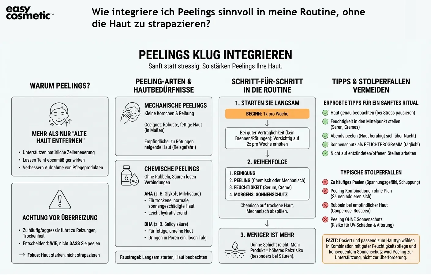 Wie integriere ich Peelings sinnvoll in meine Routine, ohne die Haut zu strapazieren?