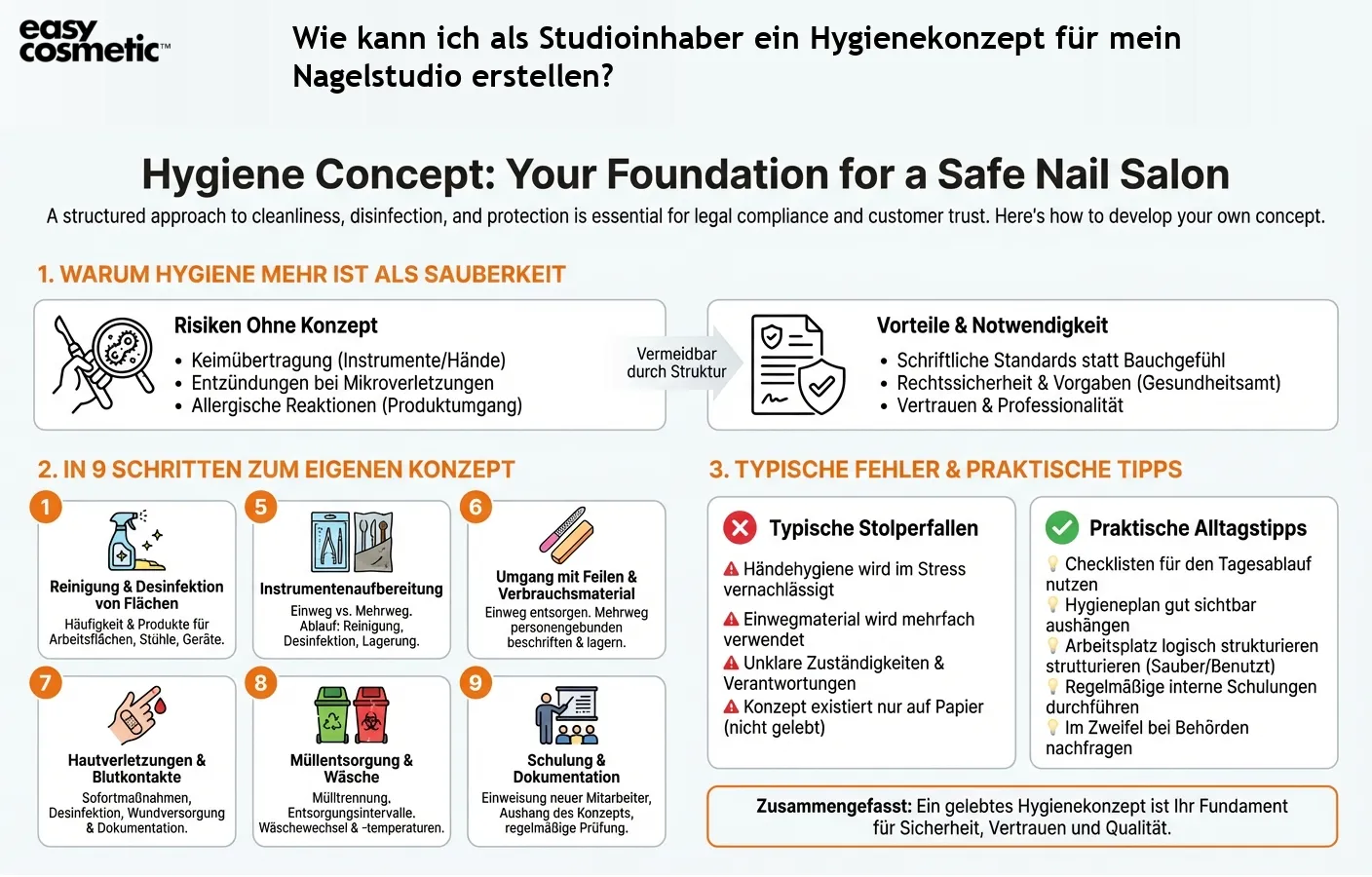 Wie kann ich als Studioinhaber ein Hygienekonzept für mein Nagelstudio erstellen?