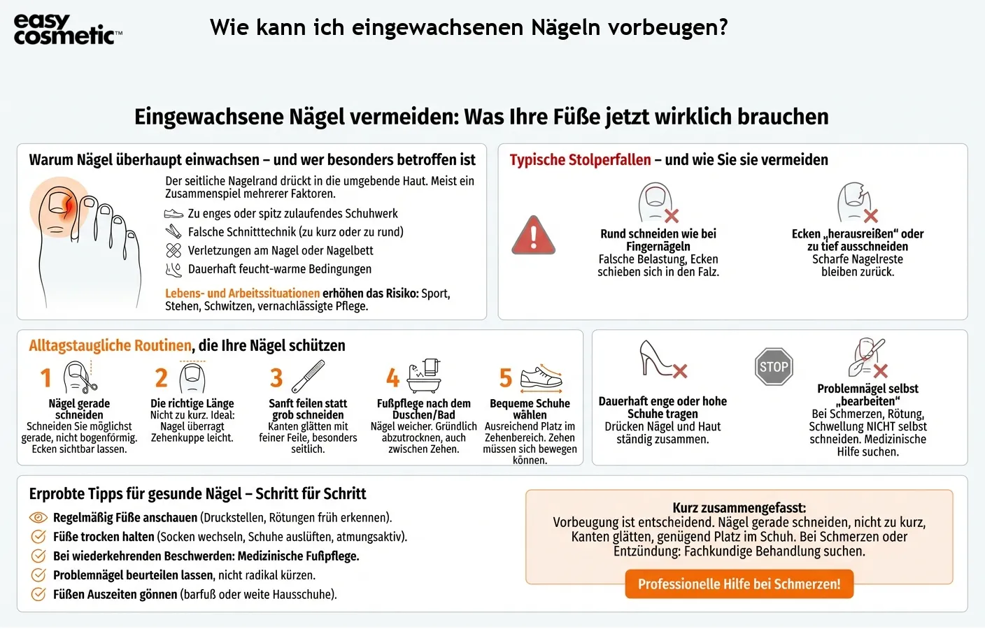 Wie kann ich eingewachsenen Nägeln vorbeugen?