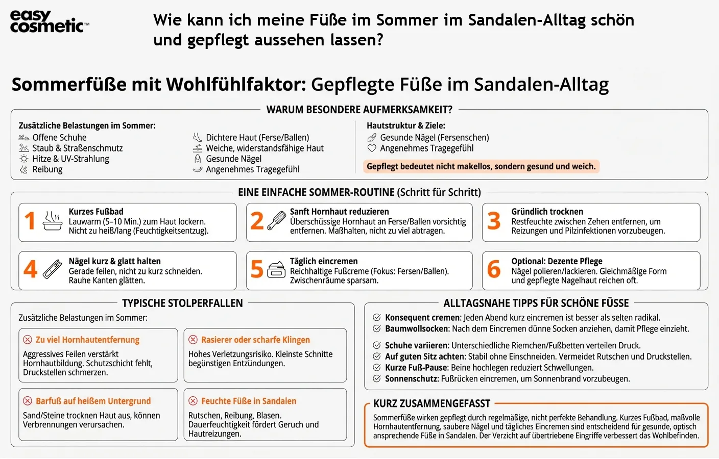 Wie kann ich meine Füße im Sommer im Sandalen-Alltag schön und gepflegt aussehen lassen?