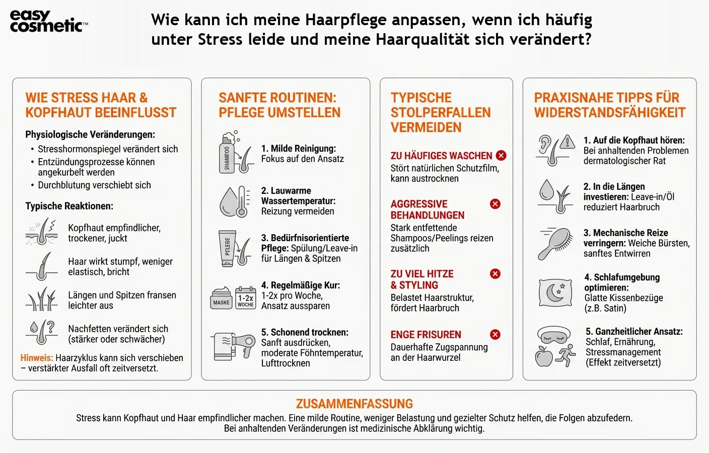 Wie kann ich meine Haarpflege anpassen, wenn ich häufig unter Stress leide und meine Haarqualität sich verändert?