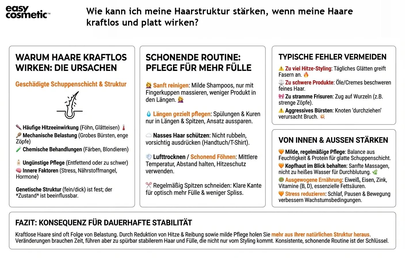 Wie kann ich meine Haarstruktur stärken, wenn meine Haare kraftlos und platt wirken?
