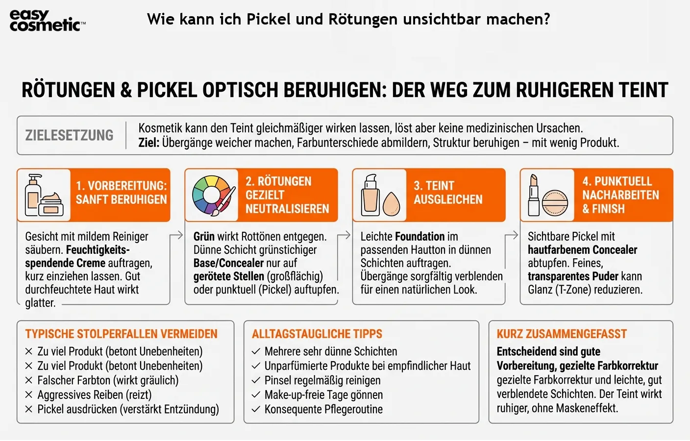 Wie kann ich Pickel und Rötungen unsichtbar machen?