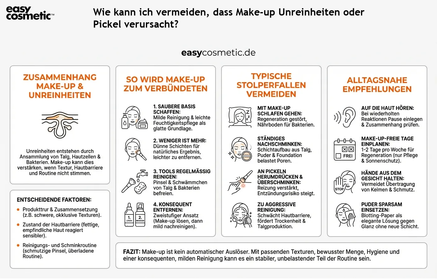 Wie kann ich vermeiden, dass Make-up Unreinheiten oder Pickel verursacht?