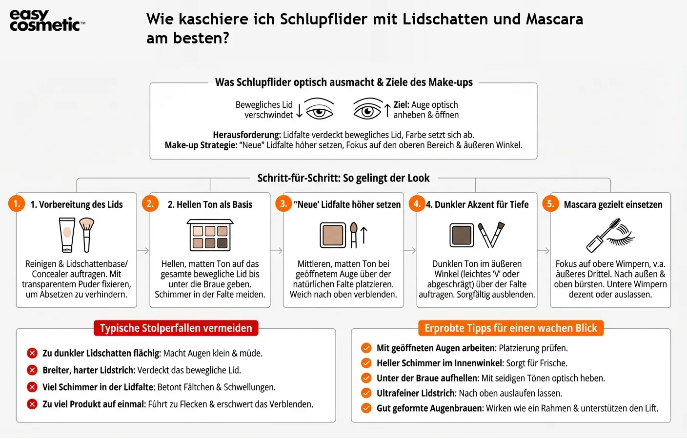 Wie kaschiere ich Schlupflider mit Lidschatten und Mascara am besten?