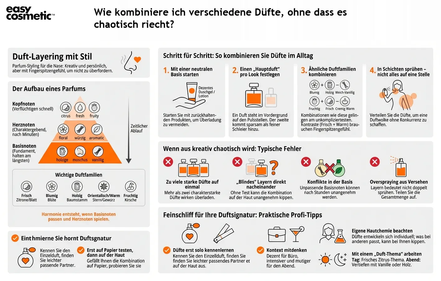 Wie kombiniere ich verschiedene Düfte, ohne dass es chaotisch riecht?