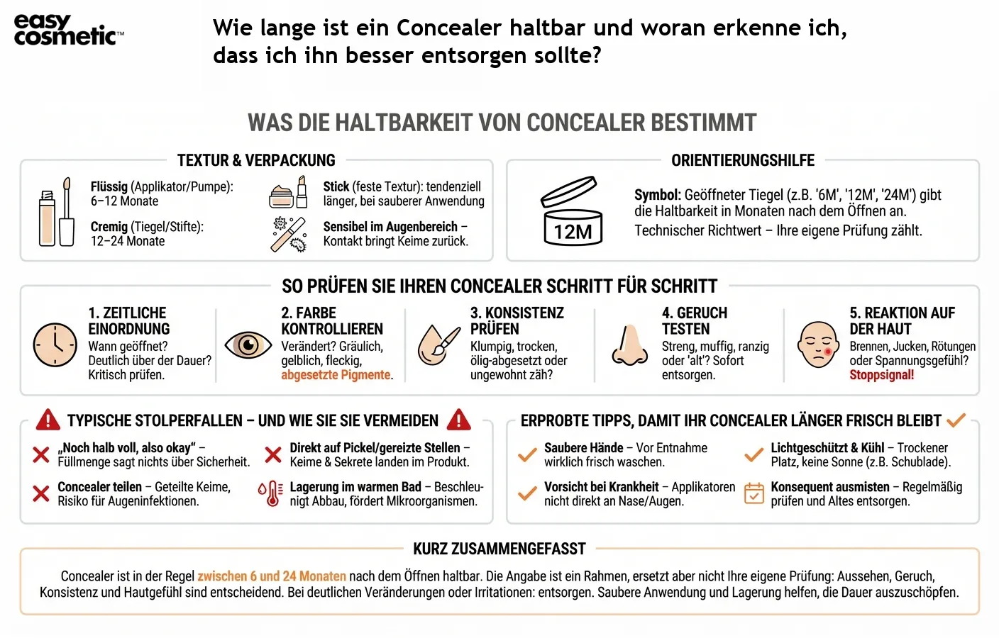 Wie lange ist ein Concealer haltbar und woran erkenne ich, dass ich ihn besser entsorgen sollte?
