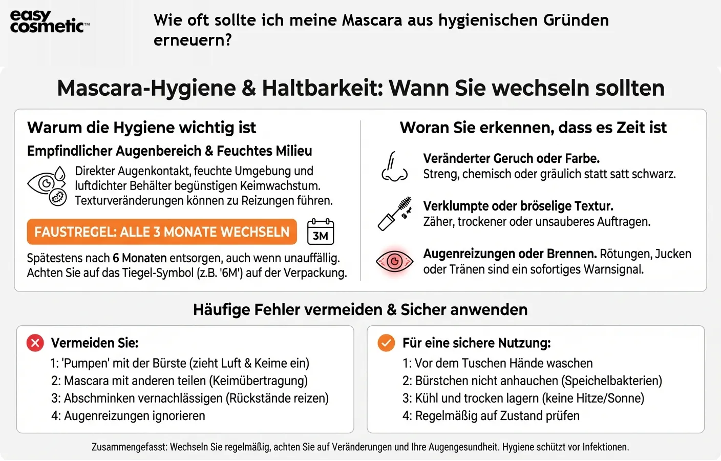 Wie oft sollte ich meine Mascara aus hygienischen Gründen erneuern?