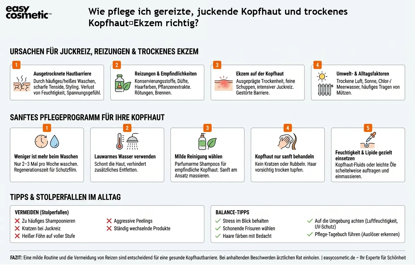 Wie pflege ich gereizte, juckende Kopfhaut und trockenes Kopfhaut‑Ekzem richtig?
