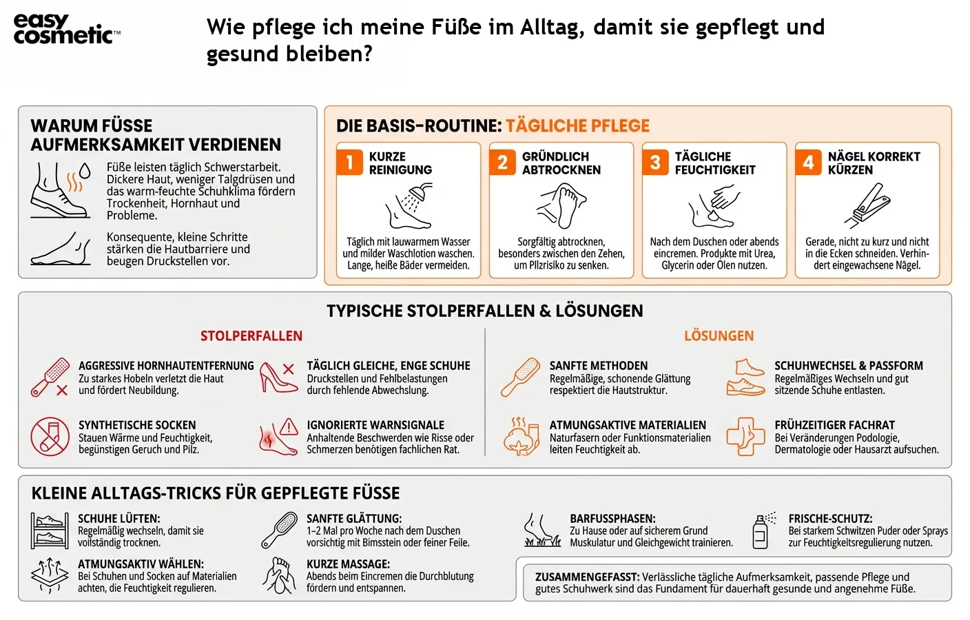 Wie pflege ich meine Füße im Alltag, damit sie gepflegt und gesund bleiben?