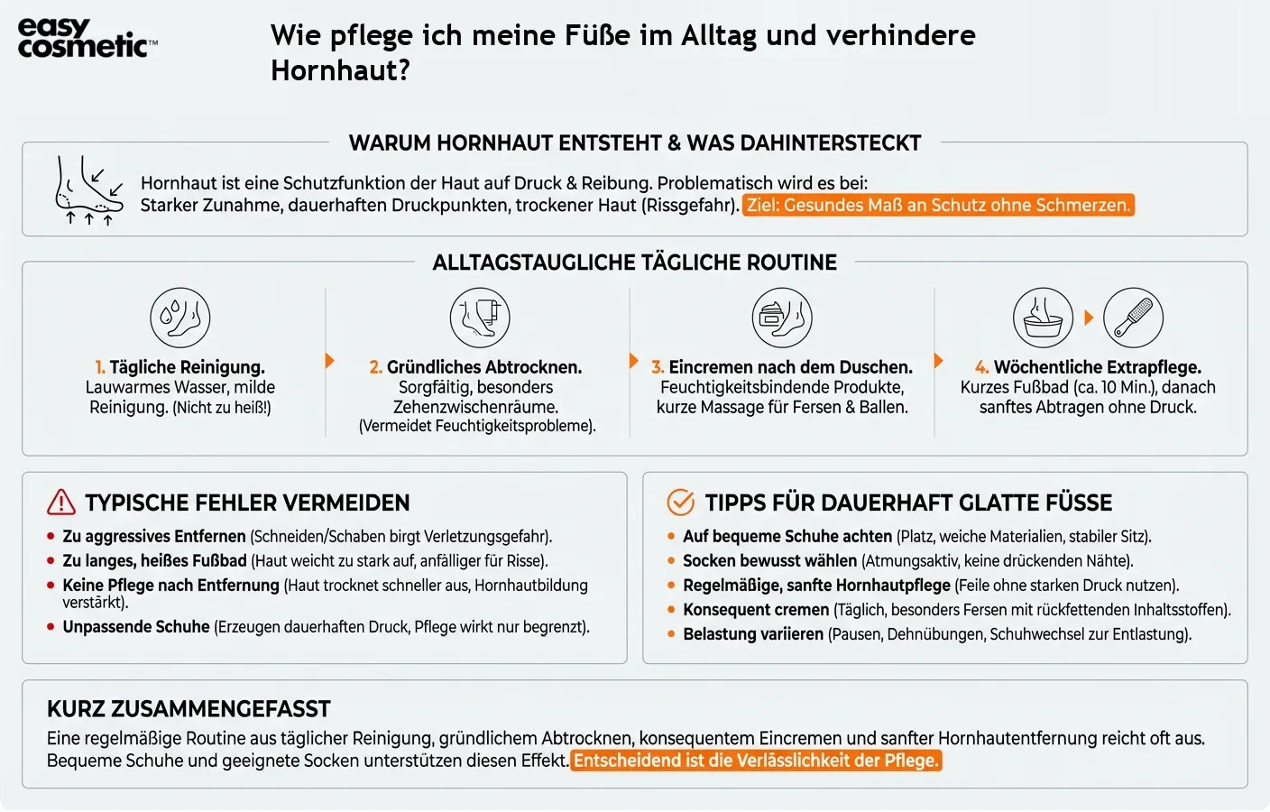 Wie pflege ich meine Füße im Alltag und verhindere Hornhaut?