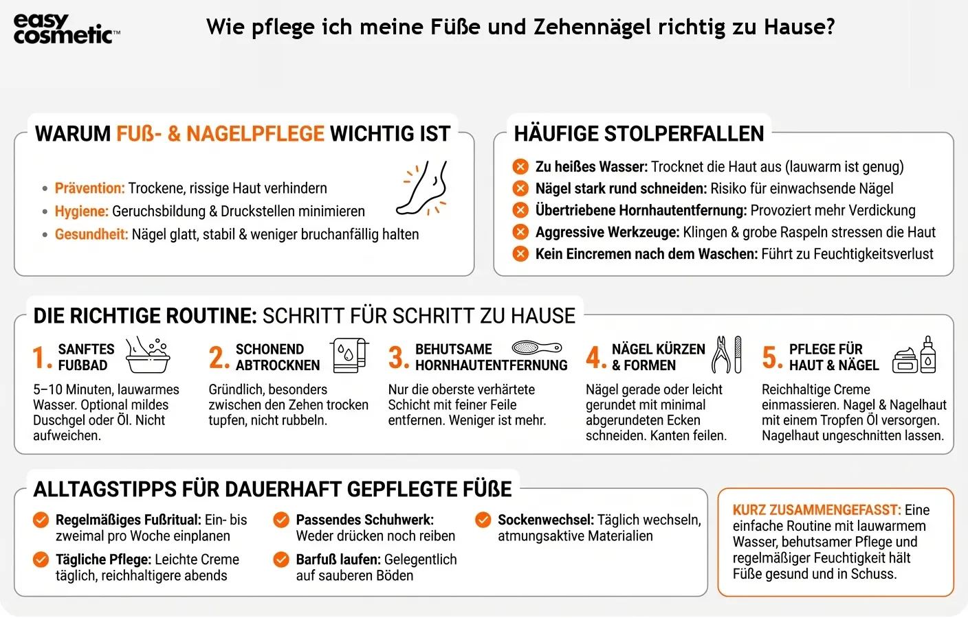 Wie pflege ich meine Füße und Zehennägel richtig zu Hause?