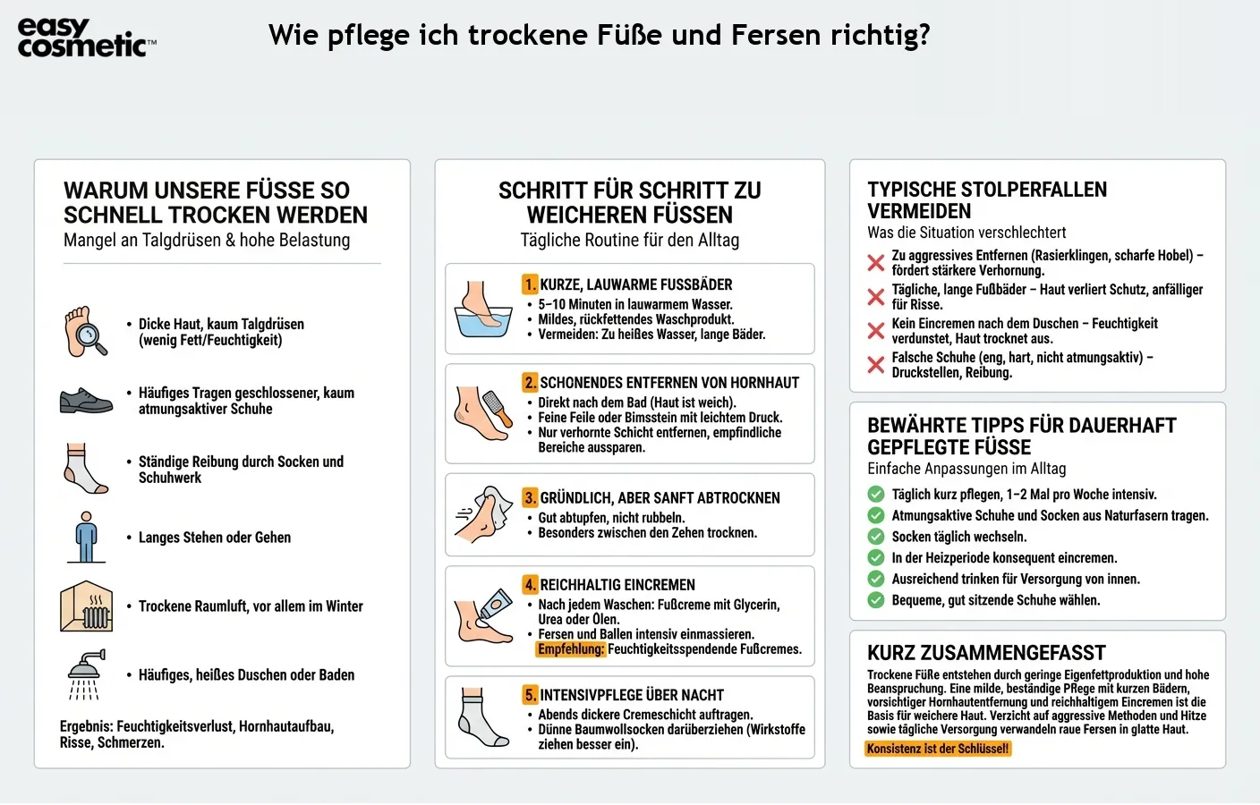 Wie pflege ich trockene Füße und Fersen richtig?