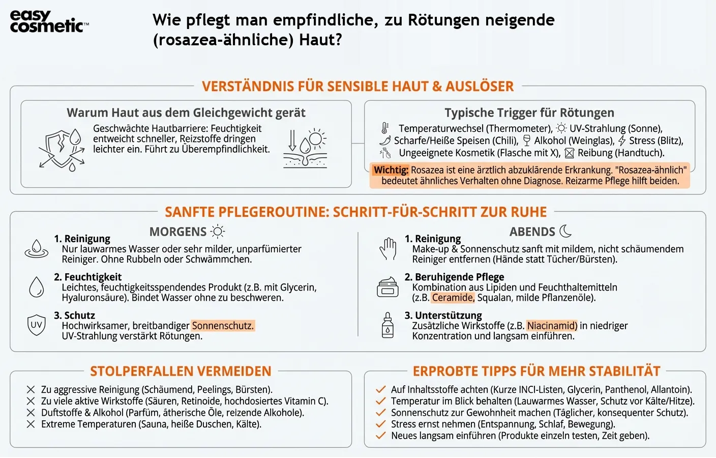 Wie pflegt man empfindliche, zu Rötungen neigende (rosazea-ähnliche) Haut?