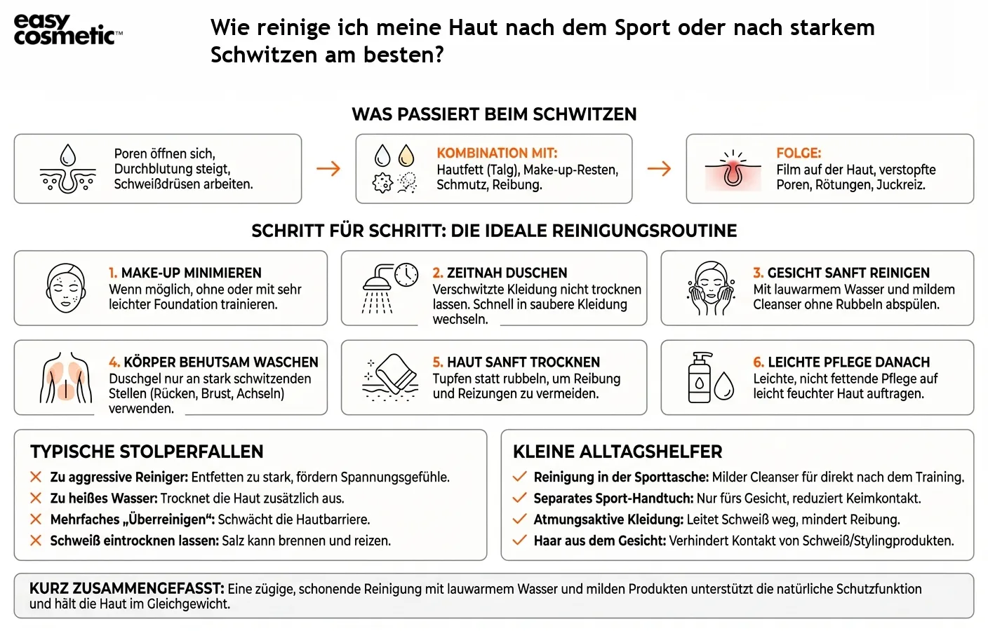 Wie reinige ich meine Haut nach dem Sport oder nach starkem Schwitzen am besten?