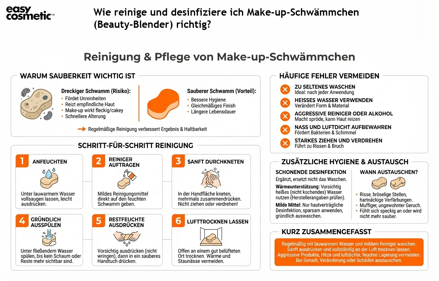Wie reinige und desinfiziere ich Make-up-Schwämmchen (Beauty-Blender) richtig?