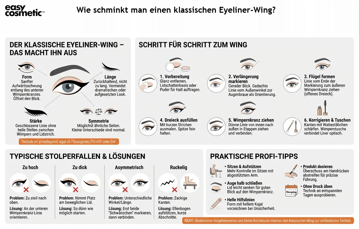 Wie schminkt man einen klassischen Eyeliner-Wing?