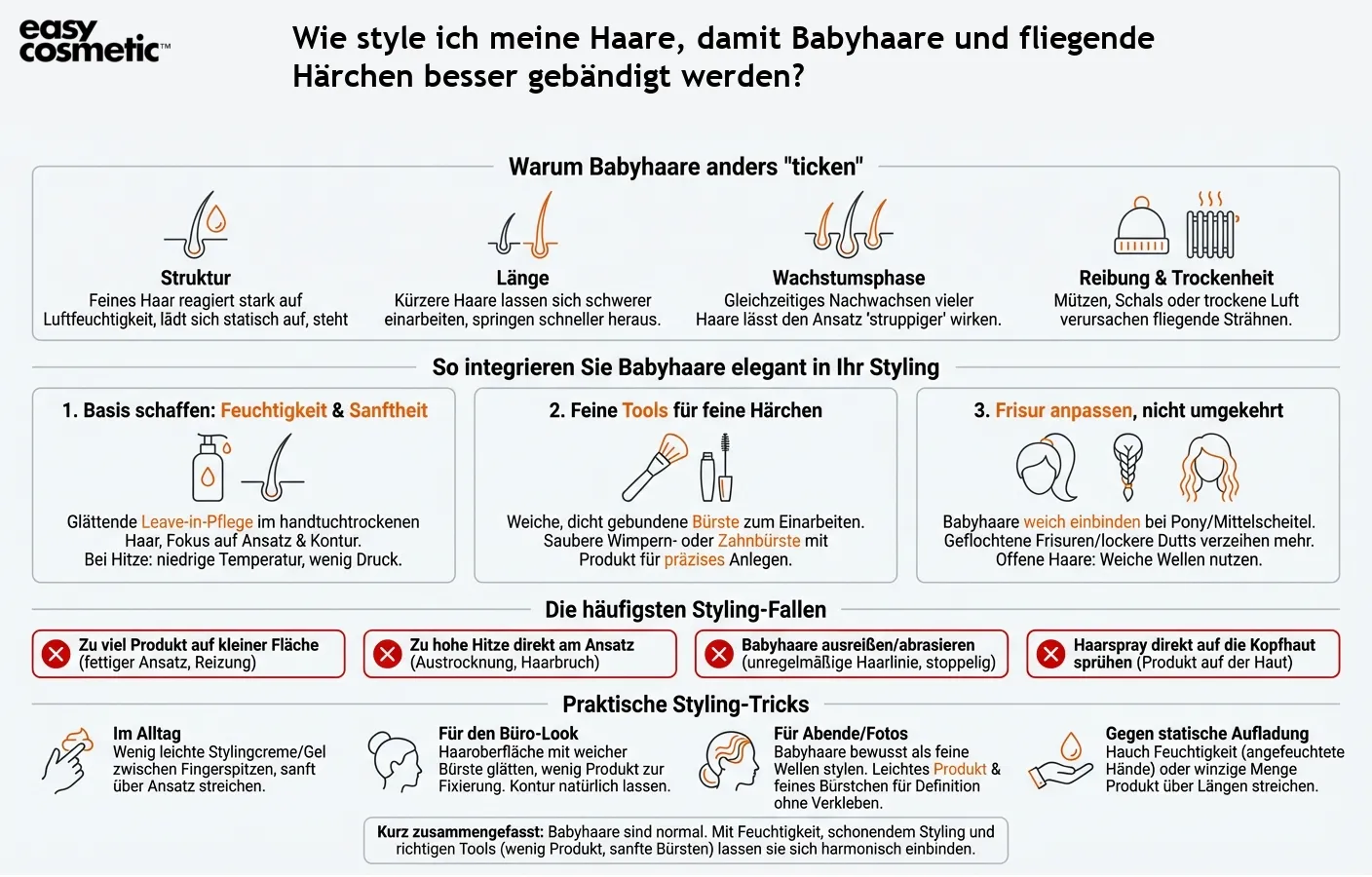 Wie style ich meine Haare, damit Babyhaare und fliegende Härchen besser gebändigt werden?