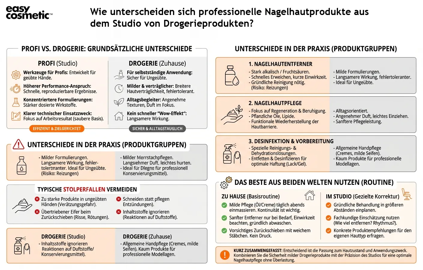 Wie unterscheiden sich professionelle Nagelhautprodukte aus dem Studio von Drogerieprodukten?