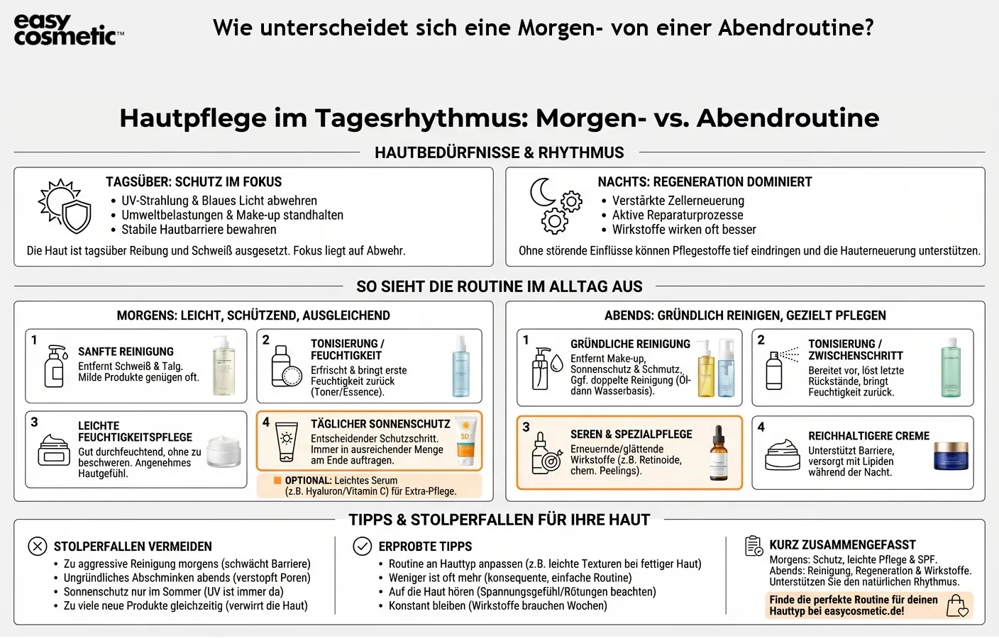 Wie unterscheidet sich eine Morgen- von einer Abendroutine?
