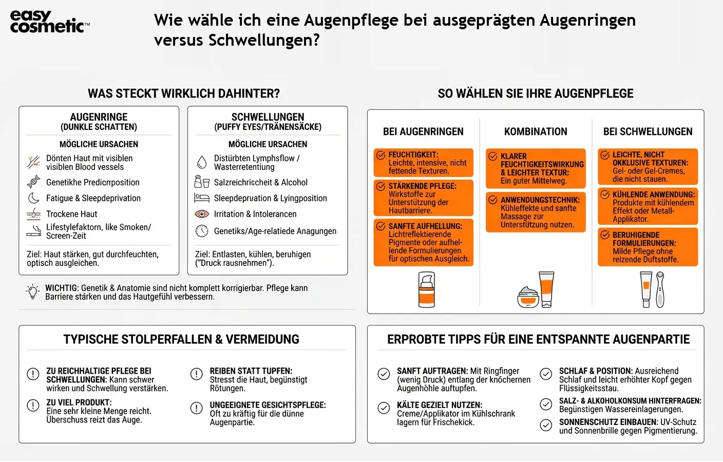Wie wähle ich eine Augenpflege bei ausgeprägten Augenringen versus Schwellungen?