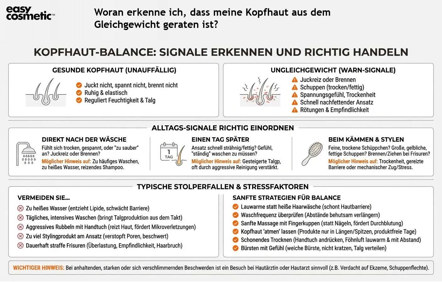Woran erkenne ich, dass meine Kopfhaut aus dem Gleichgewicht geraten ist?
